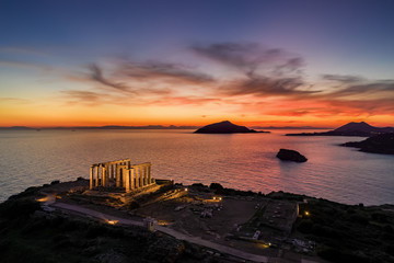 Der Tempel des Poseidon in Sounion, die südlichste Spitze des griechischen Festlandes in Attika,...