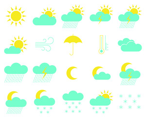 Banner with weather icon set. Symbol icon collection. Weather pictogram vector set.
