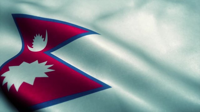 Nepal flag waving in the wind. National flag of Nepal. Sign of Nepal seamless loop animation. 4K
