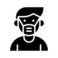 pollution related boy with face mask vector in solid design,