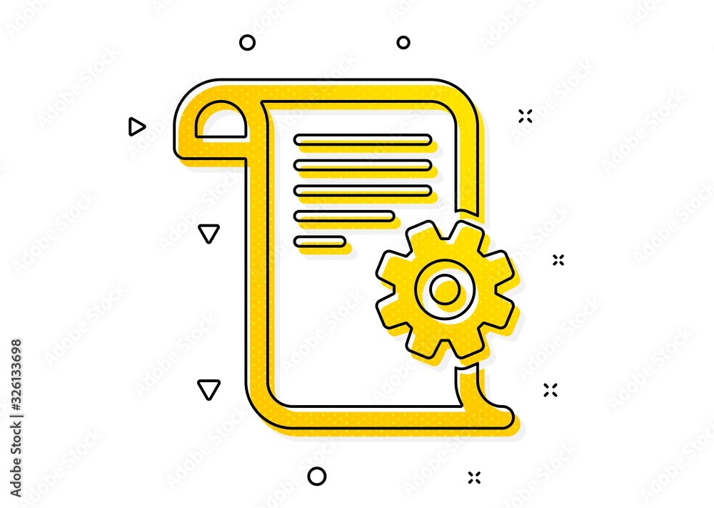 Poster instruction sign. technical documentation icon. yellow circles pattern. classic technical documentat