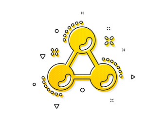 Laboratory atom sign. Chemistry molecule icon. Analysis symbol. Yellow circles pattern. Classic chemistry molecule icon. Geometric elements. Vector