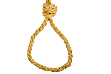 Deadly loop of rope isolated on white background. Concept of death penalty or suicide