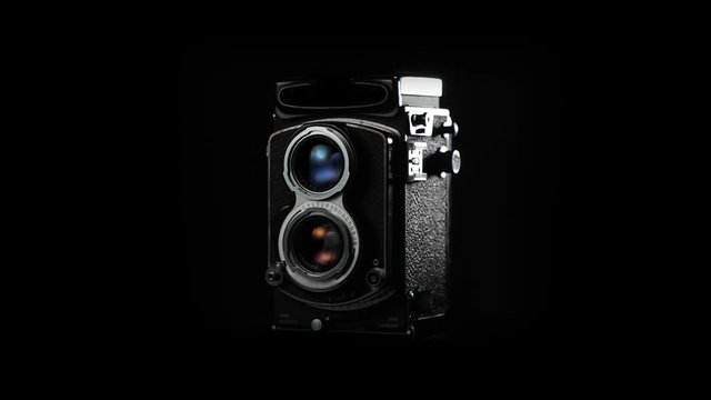 Antique video camera in dark room