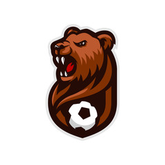 Bear head mascot logo for the Football team logo. vector illustration.