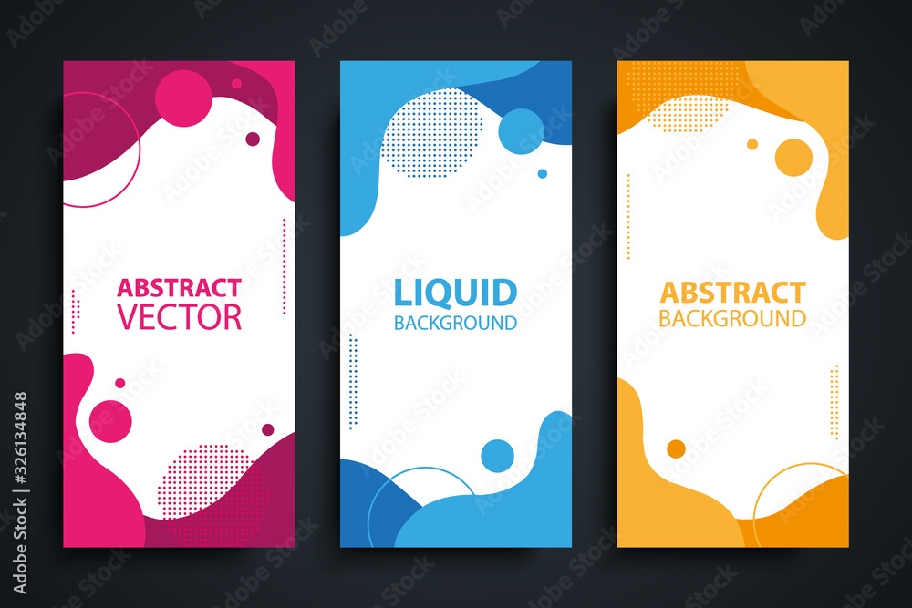 Canvas Prints set of flyers with abstract modern liquid forms and shapes, circles and dotted patterns. fluid flat  - Canvas Prints