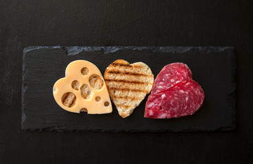 Breakfast on Valentine's day. Love Breakfast on Valentine's day. the food in the shape of a heart