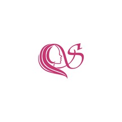 Logo Initial S Illustration Design. Woman logo