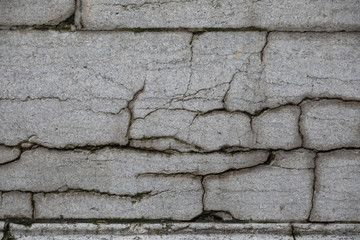 cracks on the gray surface. broken wall