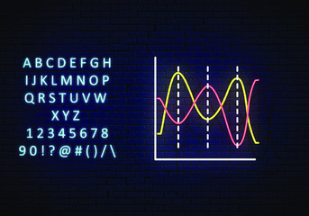Diagram Sine wave line icon neon