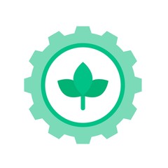 sustainable or recycle related gear with leafs vector in flat style,