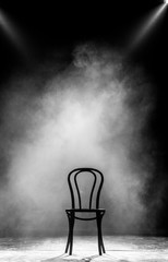 stage fog with wooden viennese chair on it