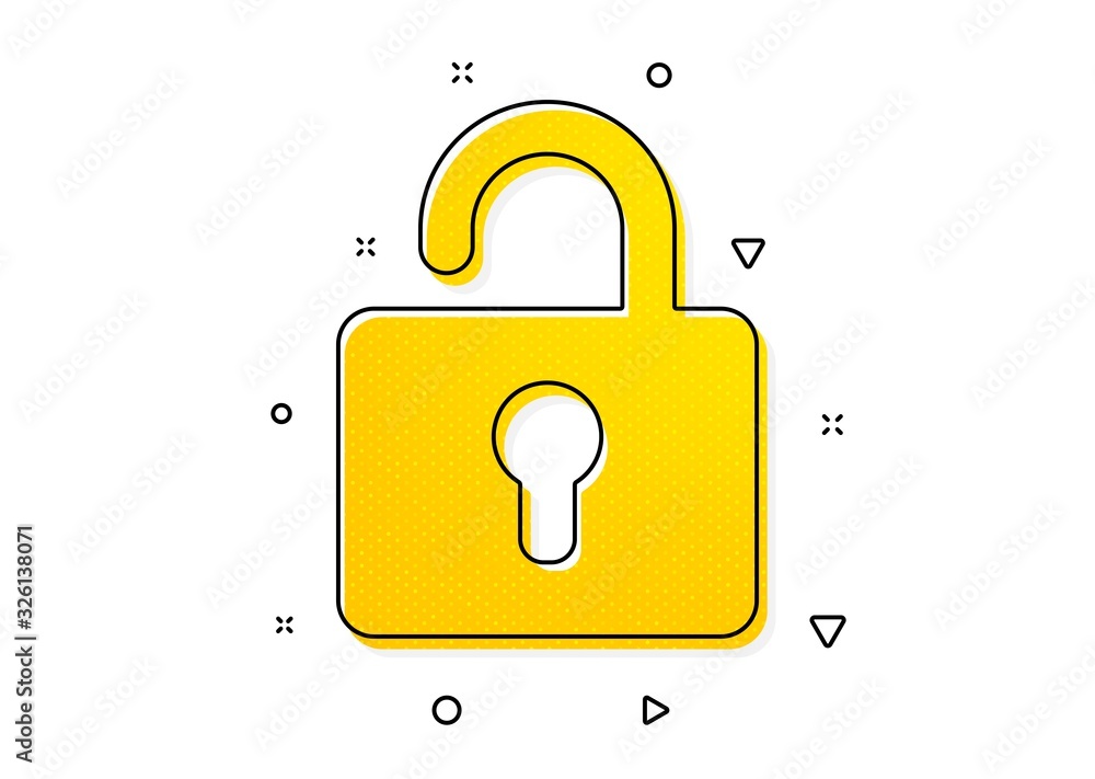 Aufkleber private locker sign. lock icon. password encryption symbol. yellow circles pattern. classic lock ico