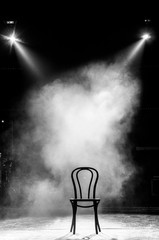 stage fog with wooden viennese chair on it