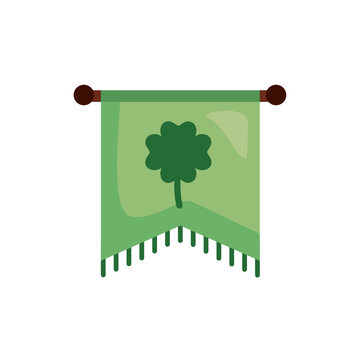 saint patricks day flag with clover leaf detailed style