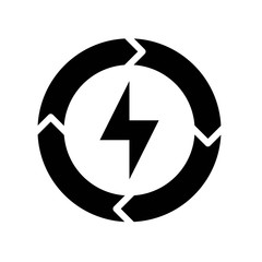 sustainable or recycle related recycling electricity or thunderbolt vector in solid design,