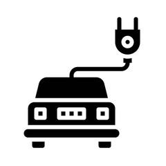 sustainable or recycle related switch with car or electric car vector in solid design,