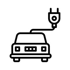 sustainable or recycle related switch with car or electric car vector in lineal style,