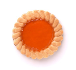 Top view of single cookie with fruit jam