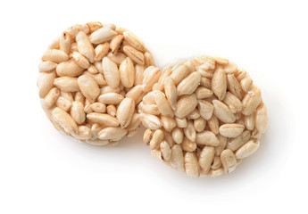 Top view of puffed rice cakes