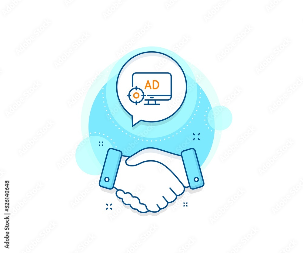 Poster search engine optimization sign. handshake deal complex icon. seo adblock line icon. target symbol. 
