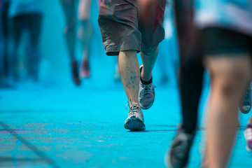 Prague, Czech Republic - May 21 2016: People participating in the Color Run. The Color Run is a worldwide hosted 5K fun race