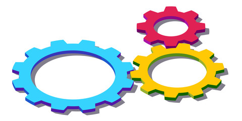 Three isometric colorful gear 