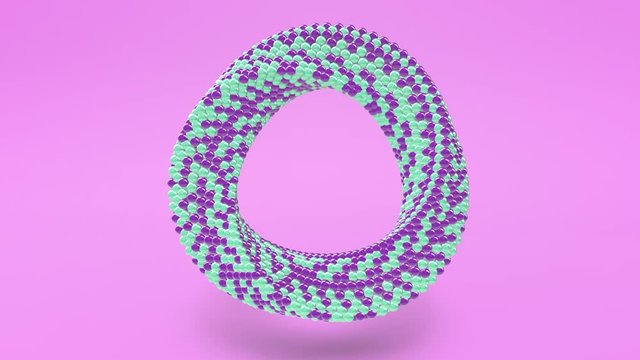 3d render Abstract ring rotating. Moebius ring. White clean rings animation. Motion design. Smooth hypnotic pattern. Seamless loop.