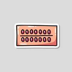 birth control pills doodle icon, vector illustration