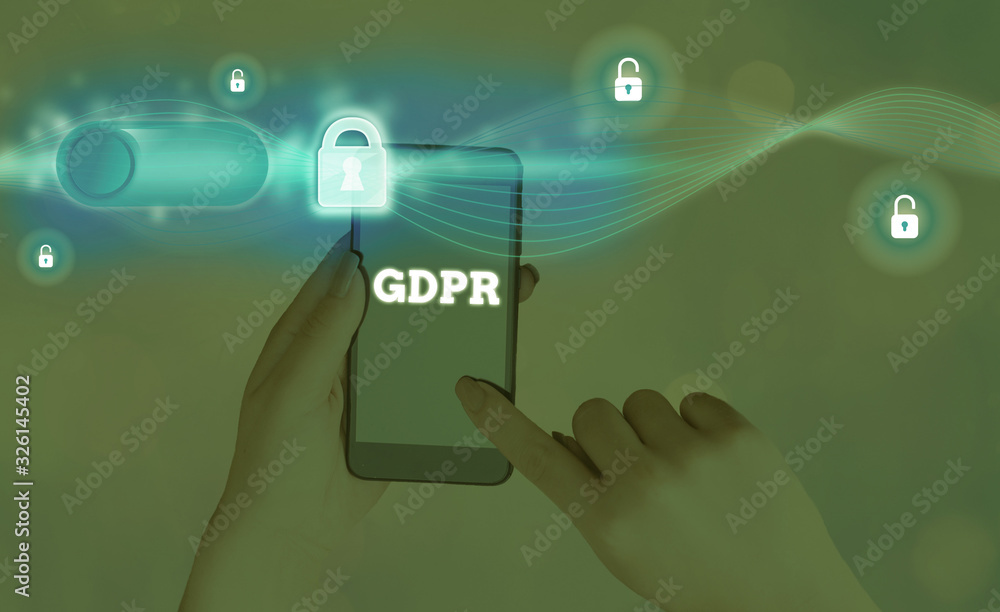 Poster writing note showing gdpr. business concept for regulation that protect the demonstratingal data and