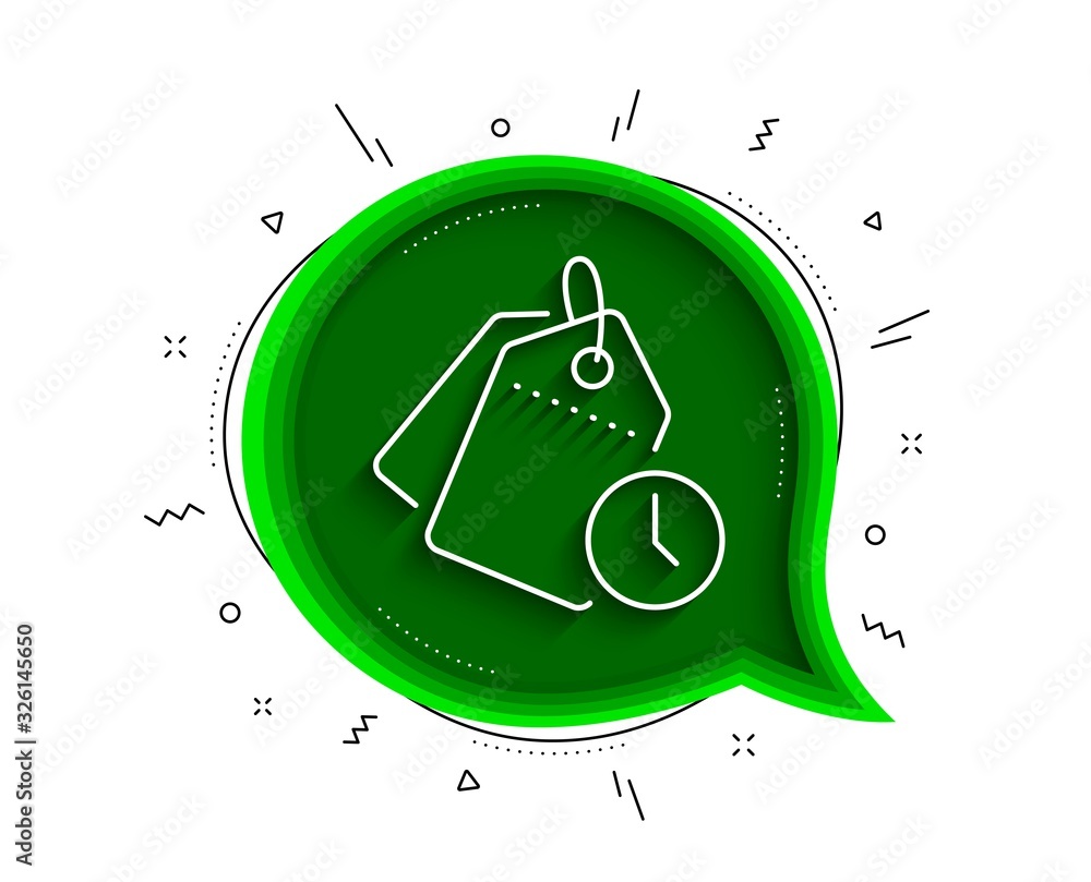 Poster time management line icon. chat bubble with shadow. clock tags sign. watch symbol. thin line time ma