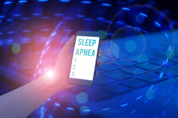 Conceptual hand writing showing Sleep Apnea. Concept meaning disorder which demonstrating...