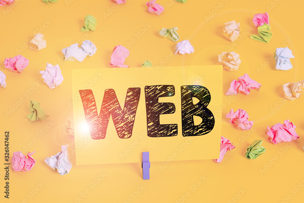 Poster text sign showing web. business photo text a system of internet servers that support specially forma