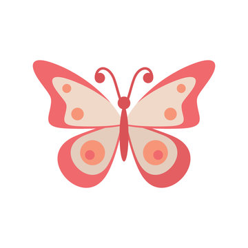 Light pink butterfly flat icon. Vector Light pink butterfly in flat style isolated on white background. Element for web, game and advertising