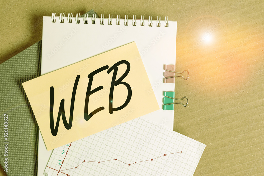 Poster writing note showing web. business concept for a system of internet servers that support specially f