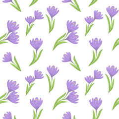 Fototapeta na wymiar Seamless spring flowers pattern on the white background, wall paper, scrapbooking, textile, flowers ornament, high quality for print