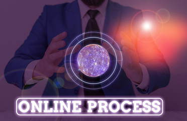 Conceptual hand writing showing Online Process. Concept meaning An automated way to enter and process data or reports Elements of this image furnished by NASA