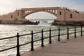 Landscape with coastal railings and Montazah bridge