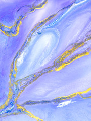 Fototapeta premium Abstract art violet with gold painting, creative hand painted background, marble texture