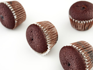 Mini chocolate brownie cupcakes with chocolate filling