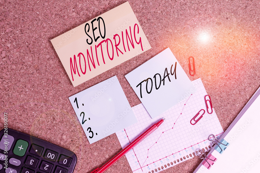 Poster handwriting text seo monitoring. conceptual photo the process of optimizing the visibility of your w