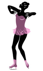 Skater skates on ice. The girl is beautiful and slender. Lady athlete, figure skater. Vector illustration.
