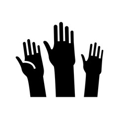 Active hands black icon, concept illustration, vector flat symbol, glyph sign.
