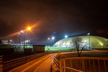night view of the bike path in Minsk