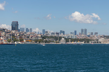 Panorama from Bosporus to city of Istanbul, Turkey
