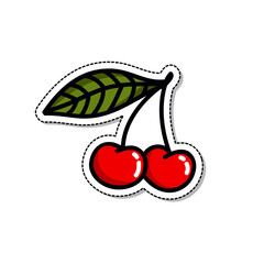 cherry doodle icon, vector illustration