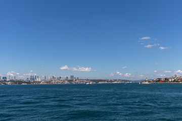 Panorama from Bosporus to city of Istanbul, Turkey