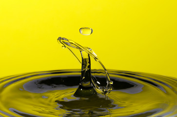Abstract photograph of a water drop collision created with two water drops splashing together...