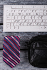 Purse and tie. Businessman collection. Business concept.