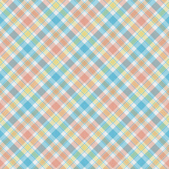 Pastel blue, yellow, pink, and orange plaid textured background